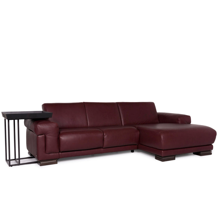 Natuzzi Leder Sofa Rot Ecksofa inkl. Beistelltisch #10717