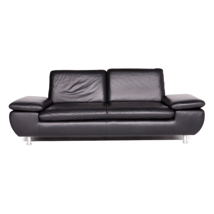 Willi Schillig Miles Canapé design en cuir noir 3 places en cuir véritable #8664
