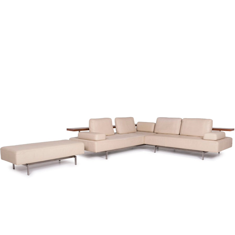 Rolf Benz Dono Leder Sofa Garnitur Beige Ecksofa Hocker #11642