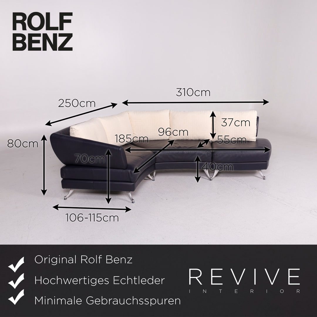 Rolf Benz Leder Ecksofa Blau Dunkelblau Sofa Couch #11915