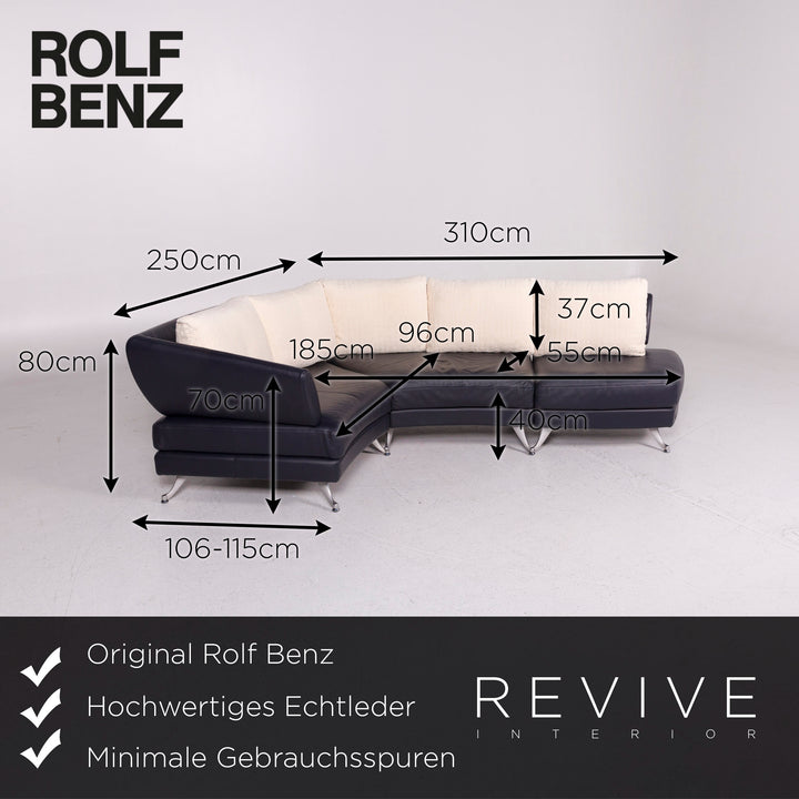 Rolf Benz Leder Ecksofa Blau Dunkelblau Sofa Couch #11915