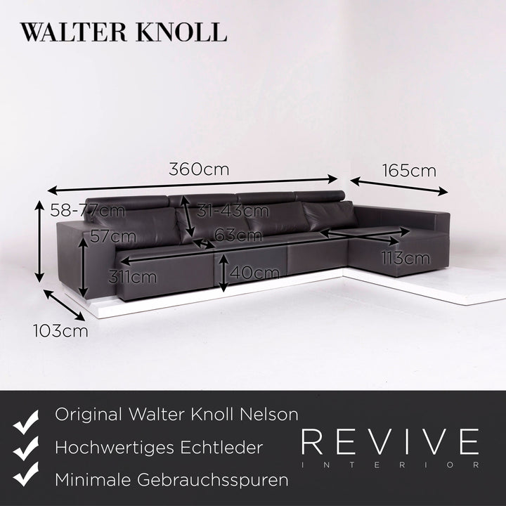 Walter Knoll Nelson Leder Ecksofa Grau Anthrazit Sofa Couch #11010