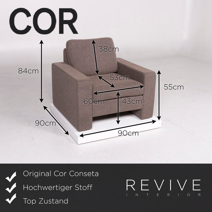 Cor Conseta Stoff Sessel Braun Hellbraun #12026