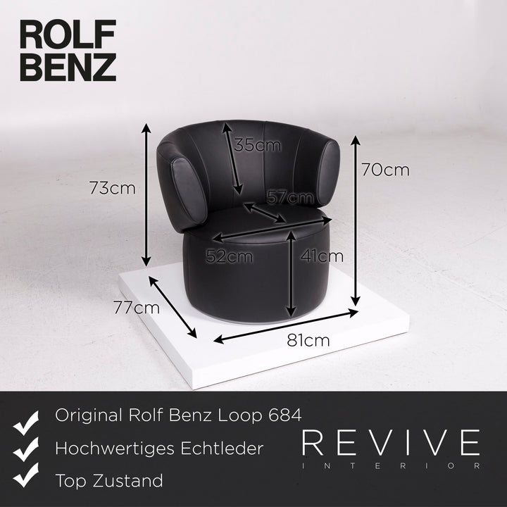 Rolf Benz Loop 684 Leder Sessel Schwarz #12116