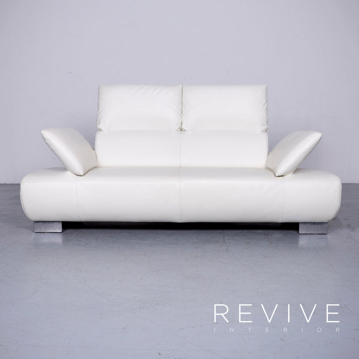 Koinor Volare Designer Leder Sofa Weiß Echtleder Couch #6481
