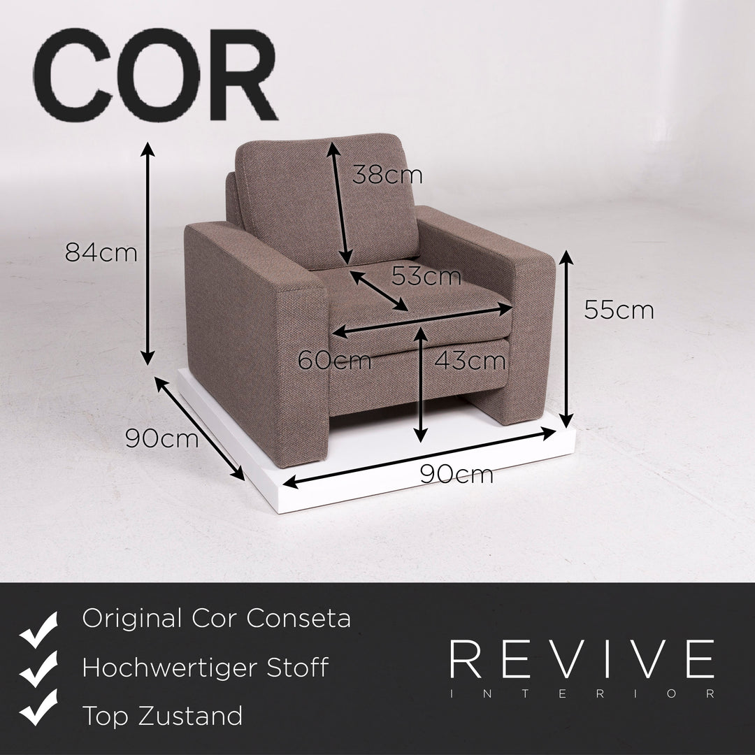 Cor Conseta Stoff Sessel Braun Hellbraun #12026