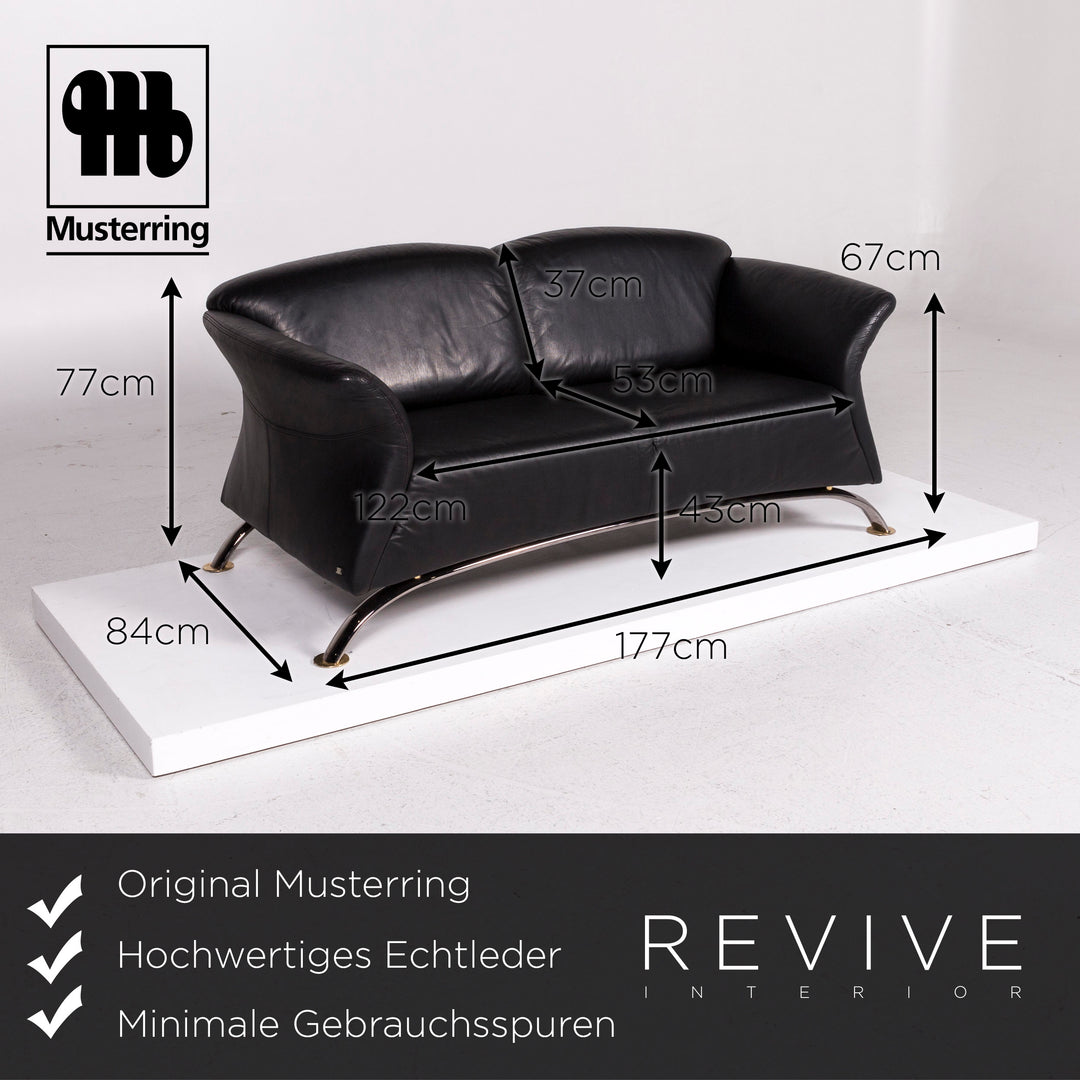 Musterring Leder Sofa Schwarz Dreisitzer Couch #11293