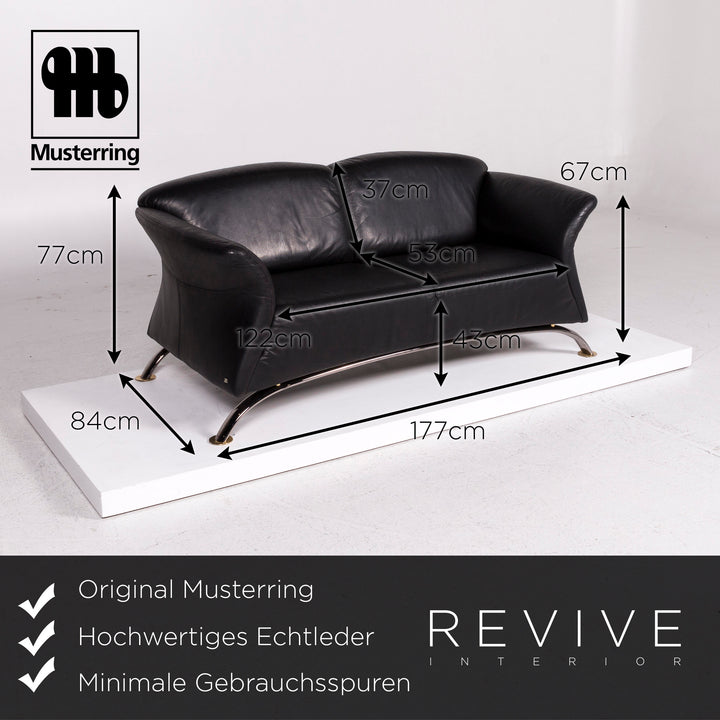 Musterring Leder Sofa Schwarz Dreisitzer Couch #11293