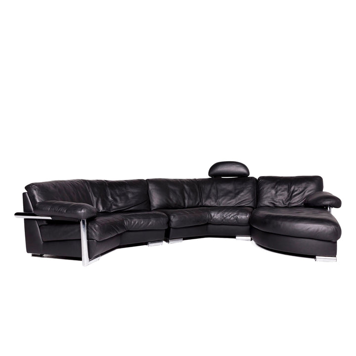 Artanova Medea Leder Ecksofa Schwarz Echtleder Sofa Couch #8704