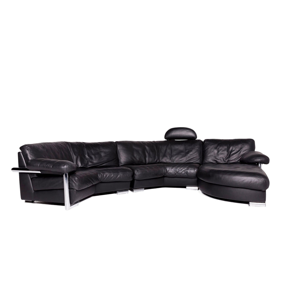 Artanova Medea Leder Ecksofa Schwarz Echtleder Sofa Couch #8704