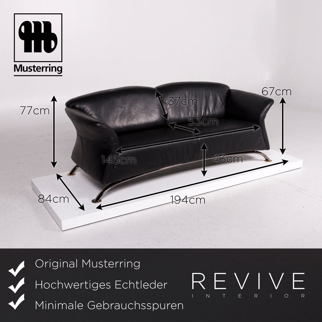 Musterring Leder Sofa Schwarz Dreisitzer Couch #11292