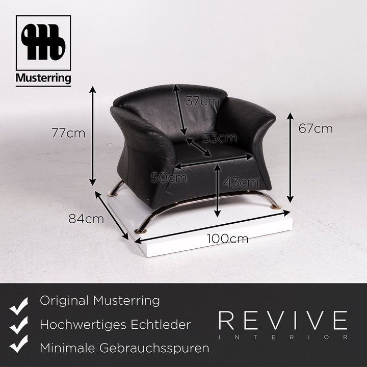 Musterring Leder Sessel Schwarz #11292