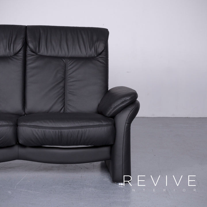 Casada Designer Leder Sofa Schwarz Zweisitzer Couch Funktion Modern Echtleder Ausstellungsstück #3480