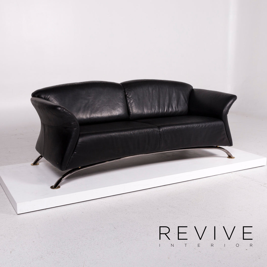 Musterring Leder Sofa Schwarz Dreisitzer Couch #11292