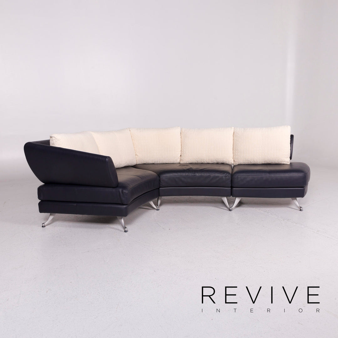 Rolf Benz Leder Ecksofa Blau Dunkelblau Sofa Couch #11915
