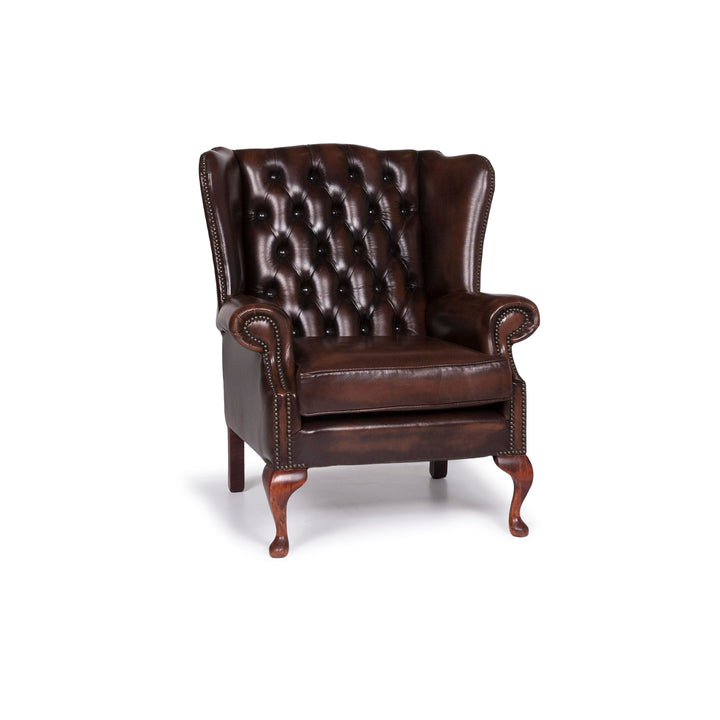 Chesterfield Leder Sessel Braun #10829