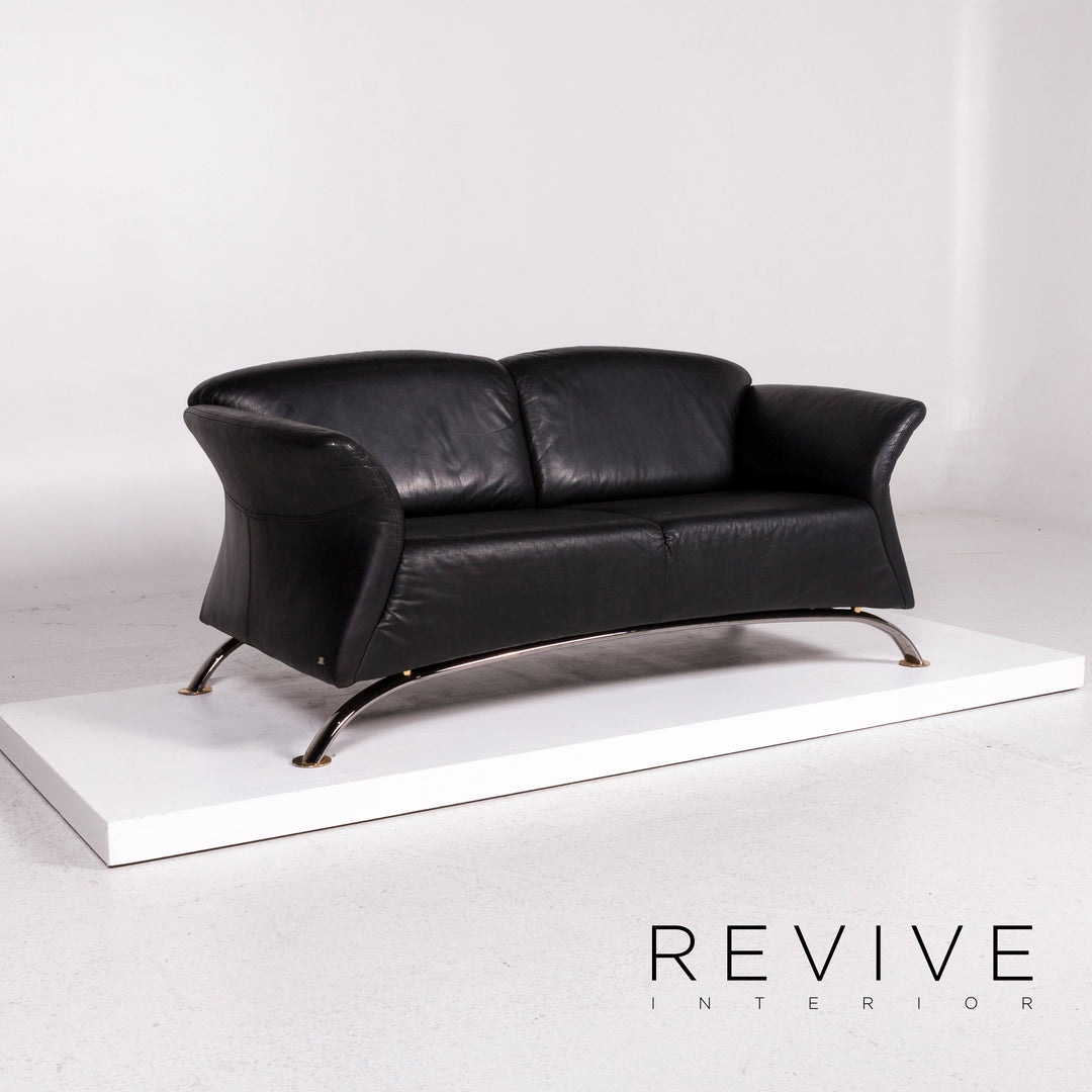 Musterring Leder Sofa Schwarz Dreisitzer Couch #11293