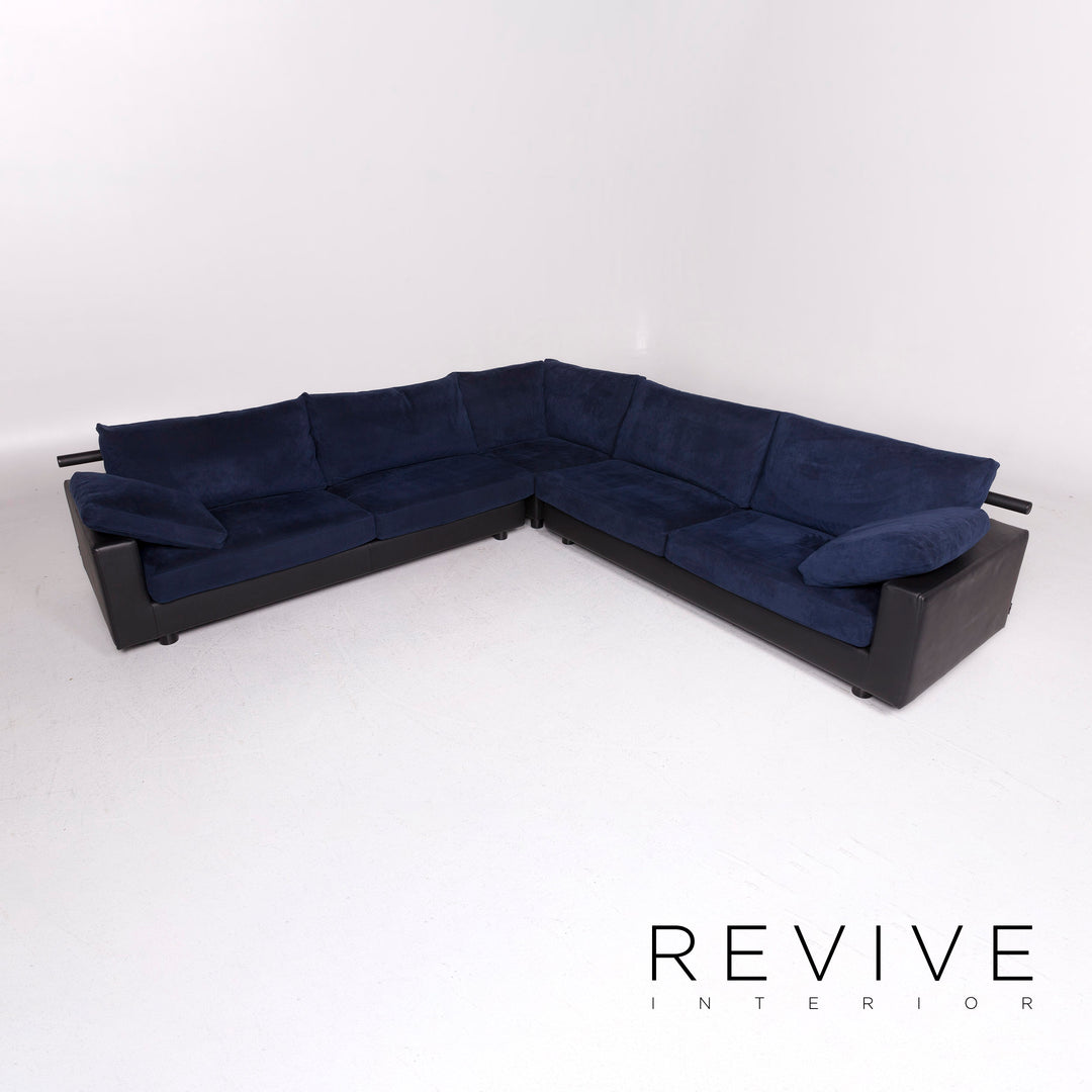 Canapé d'angle en tissu cuir Flexform bleu noir canapé #11758