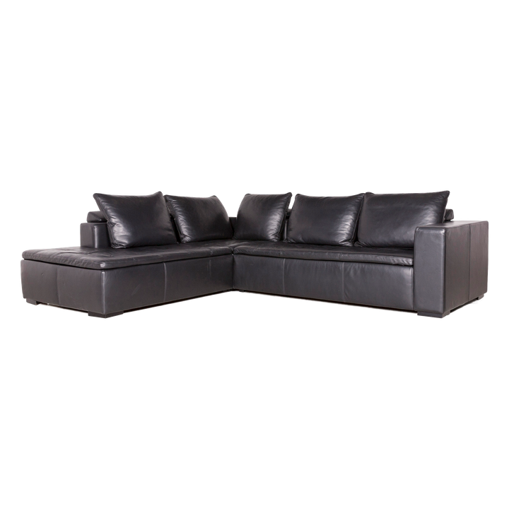 BoConcept Designer Leather Corner Sofa Black Real Leather Sofa Couch #7687