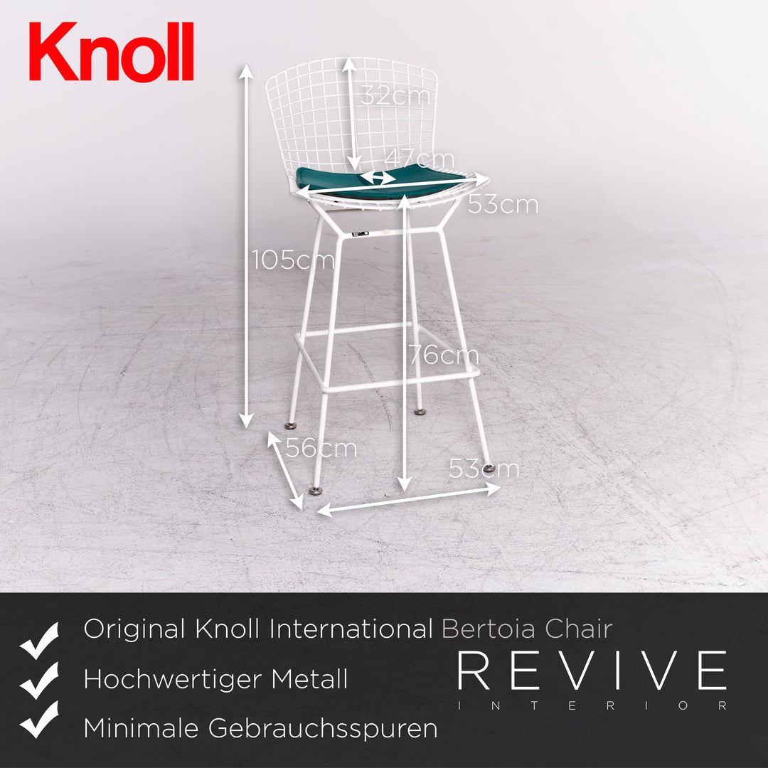Knoll International Bertoia Ensemble de chaises de bar en métal avec fauteuil et tabouret Blanc Turquoise #8805