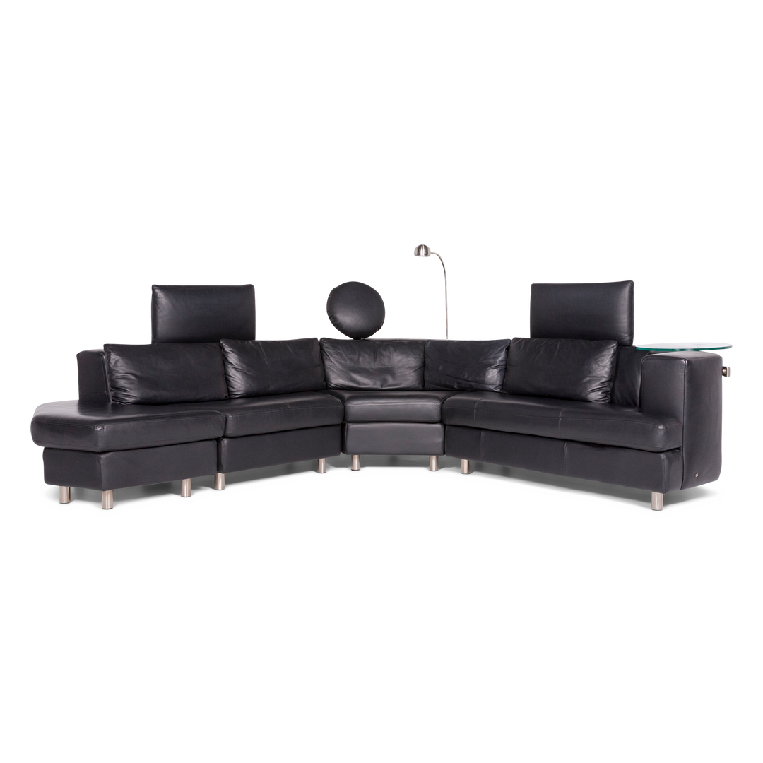 Rolf Benz Designer Leder Ecksofa Schwarz Echtleder Sofa Couch #8321