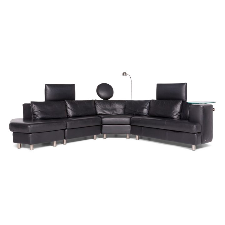 Rolf Benz Designer Leder Ecksofa Schwarz Echtleder Sofa Couch #8321