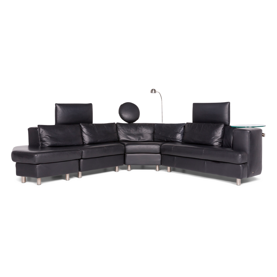 Rolf Benz Designer Leder Ecksofa Schwarz Echtleder Sofa Couch #8321