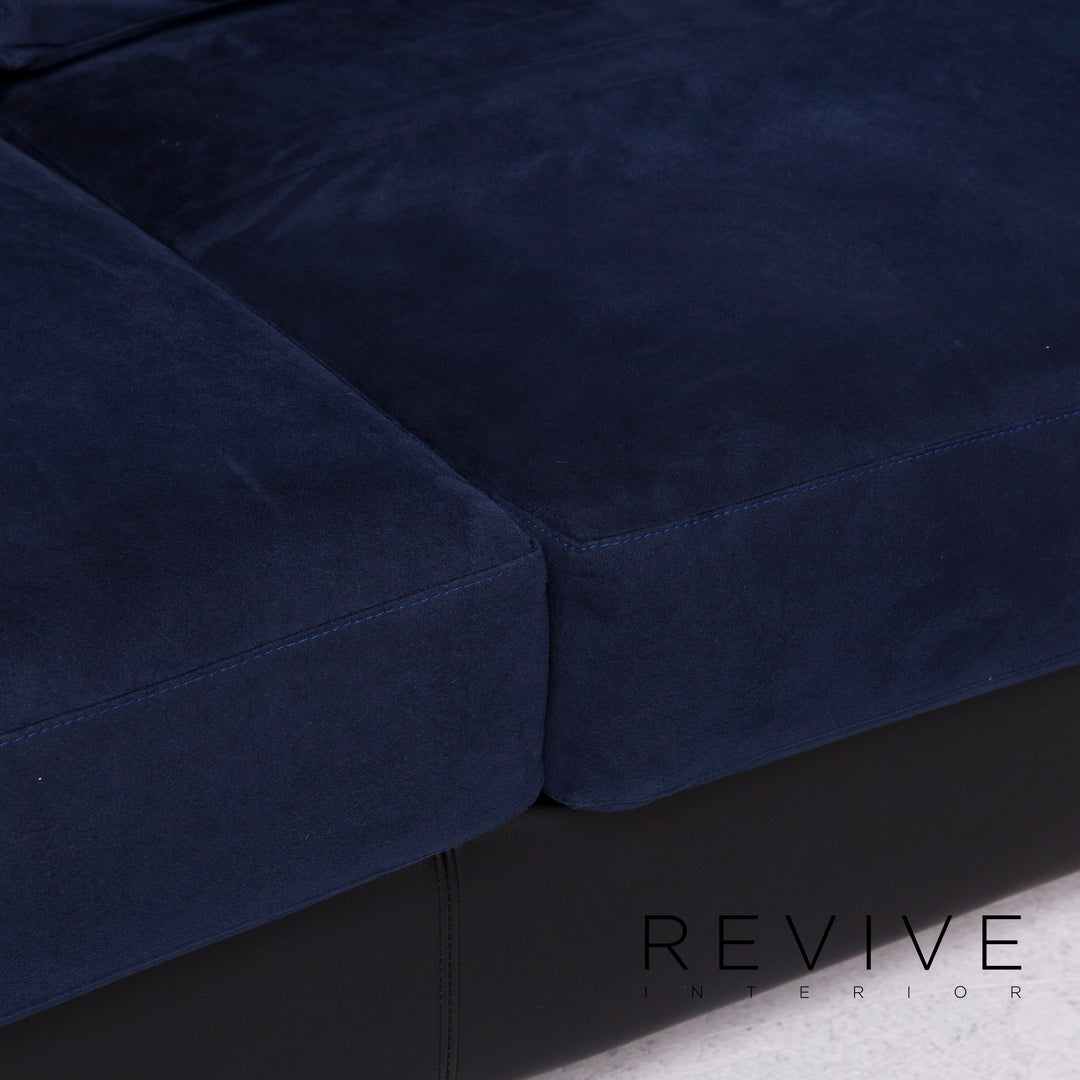 Canapé d'angle en tissu cuir Flexform bleu noir canapé #11758