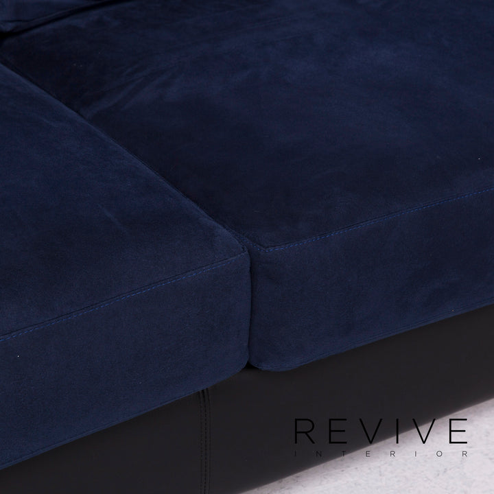 Canapé d'angle en tissu cuir Flexform bleu noir canapé #11758