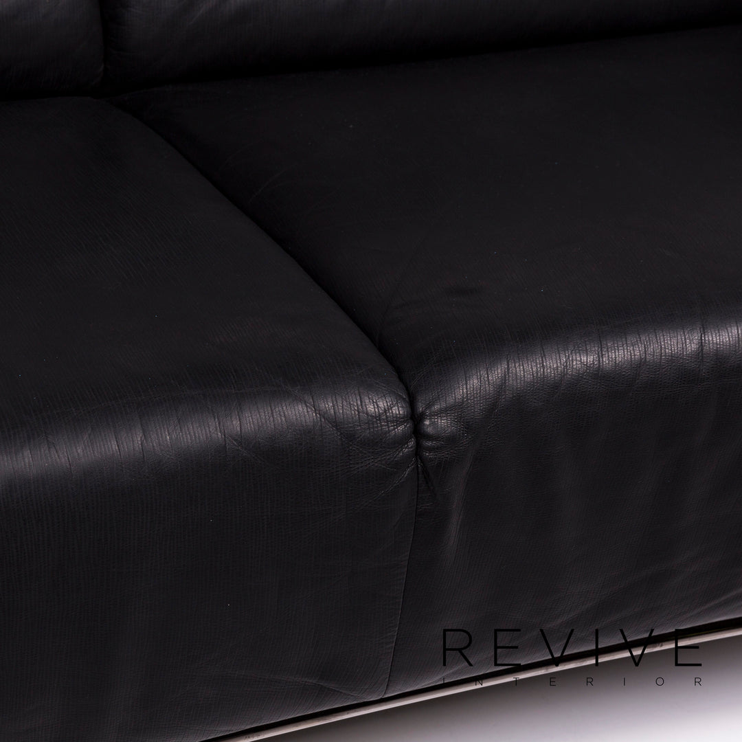 Musterring Leder Sofa Schwarz Dreisitzer Couch #11293