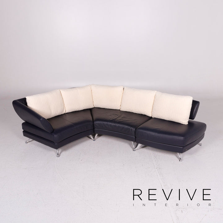 Rolf Benz Leder Ecksofa Blau Dunkelblau Sofa Couch #11915