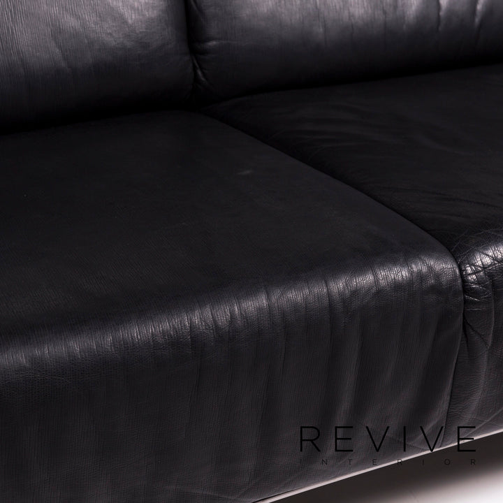 Musterring Leder Sofa Schwarz Dreisitzer Couch #11292