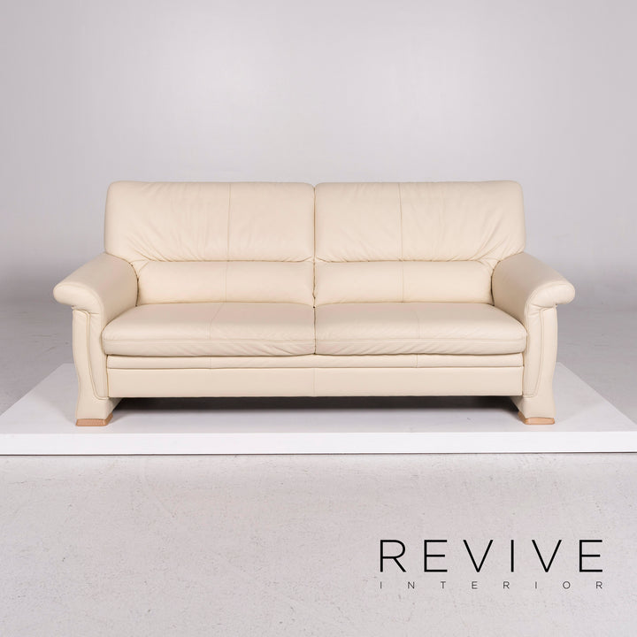 Himolla Leder Sofa Creme Zweisitzer Couch #11945