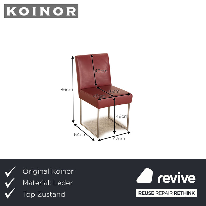4er Garnitur Koinor Leder Stuhl Rot