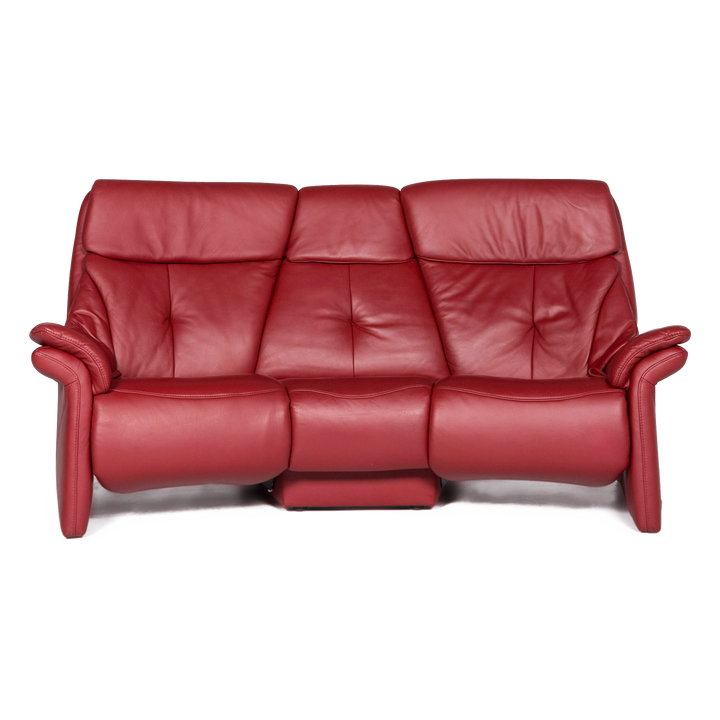 Musterring Designer Leder Sofa Rot Dreisitzer Couch #8753
