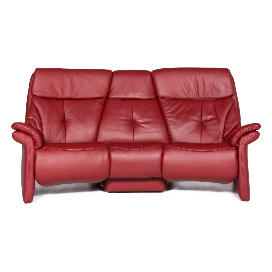 Musterring Designer Leder Sofa Rot Dreisitzer Couch #8753