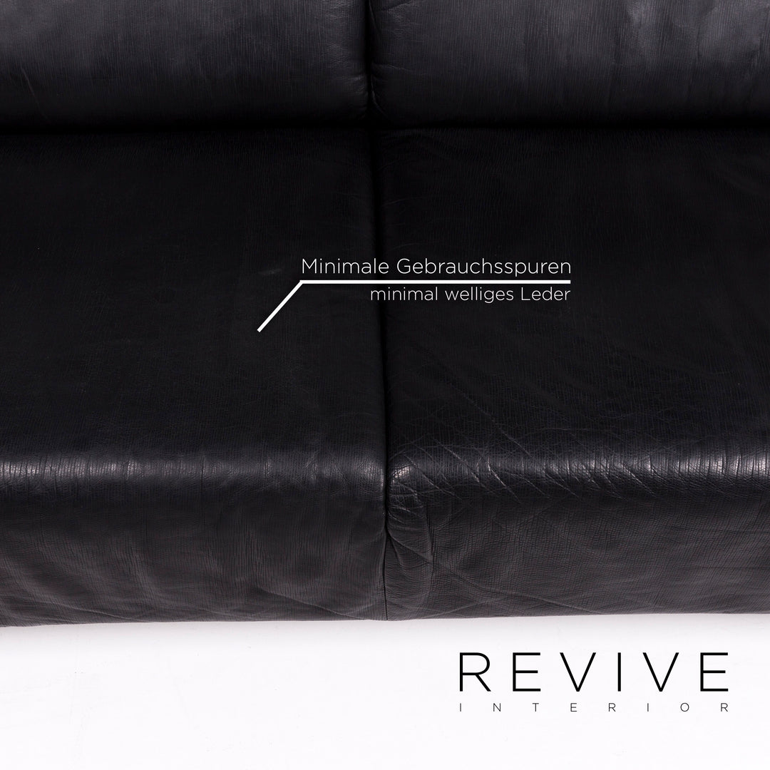 Musterring Leder Sofa Schwarz Dreisitzer Couch #11292