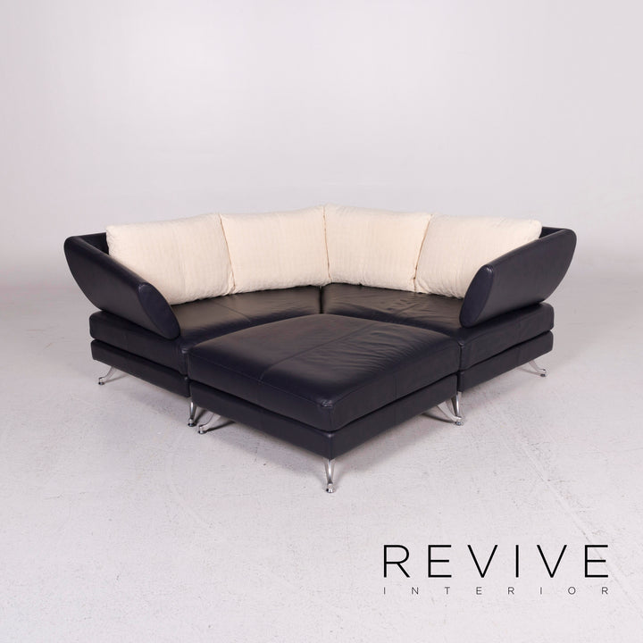 Rolf Benz Leder Ecksofa Blau Dunkelblau Sofa Couch #11915