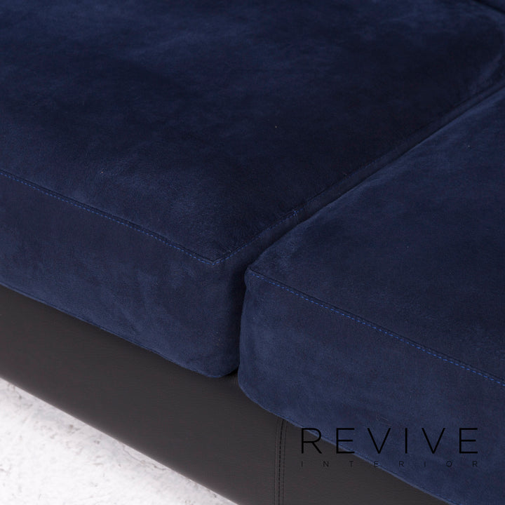 Canapé d'angle en tissu cuir Flexform bleu noir canapé #11758