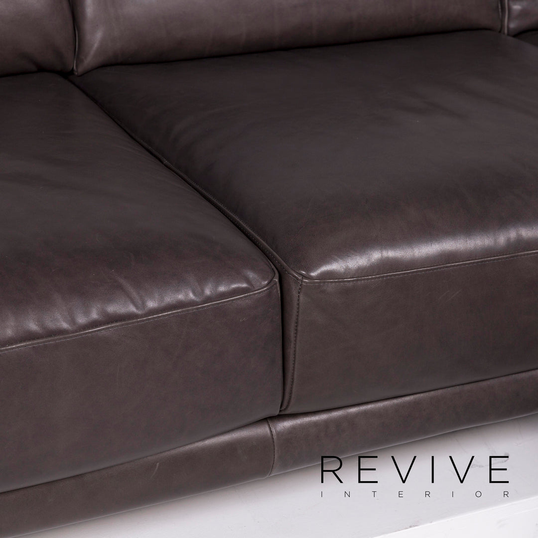 Natuzzi Leder Eckofa Anthrazit Grau Braun Sofa Funktion Couch #12017
