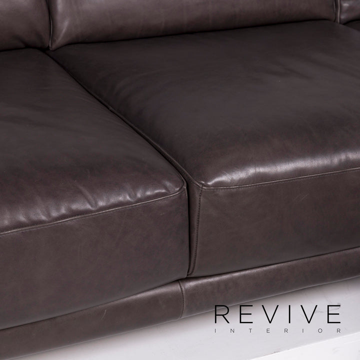 Natuzzi Leder Eckofa Anthrazit Grau Braun Sofa Funktion Couch #12017