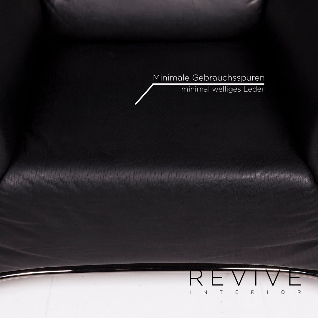 Sample ring leather armchair black #11292
