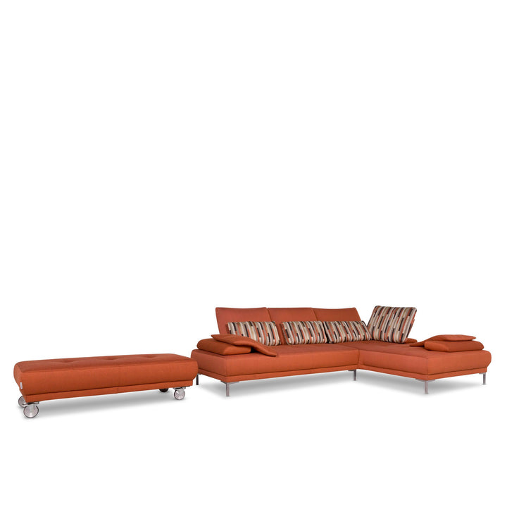Willi Schillig ensemble de canapé en tissu orange canapé d'angle tabouret #10135