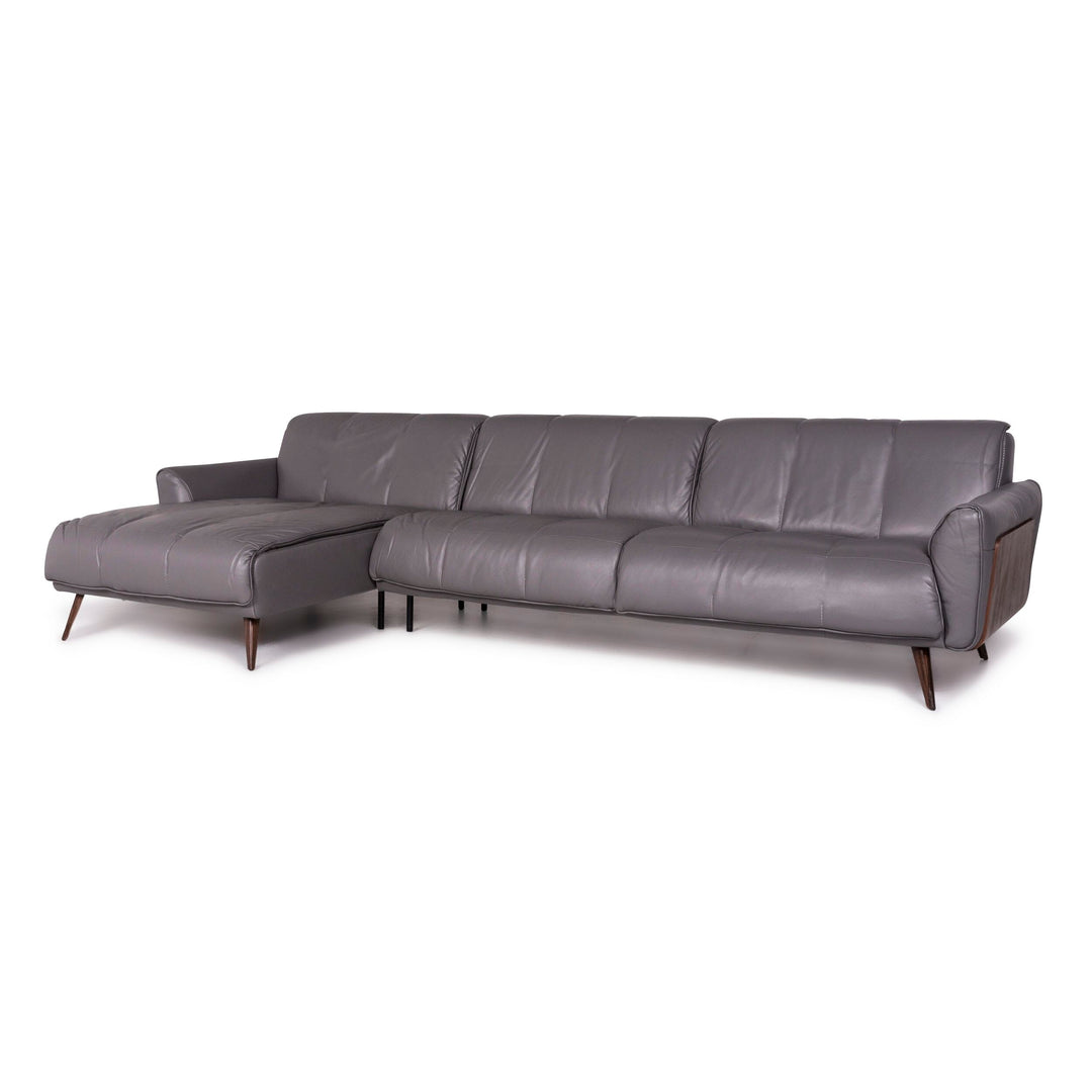 Natuzzi Editions Talento Canapé d'angle design en cuir Gris Canapé #9220
