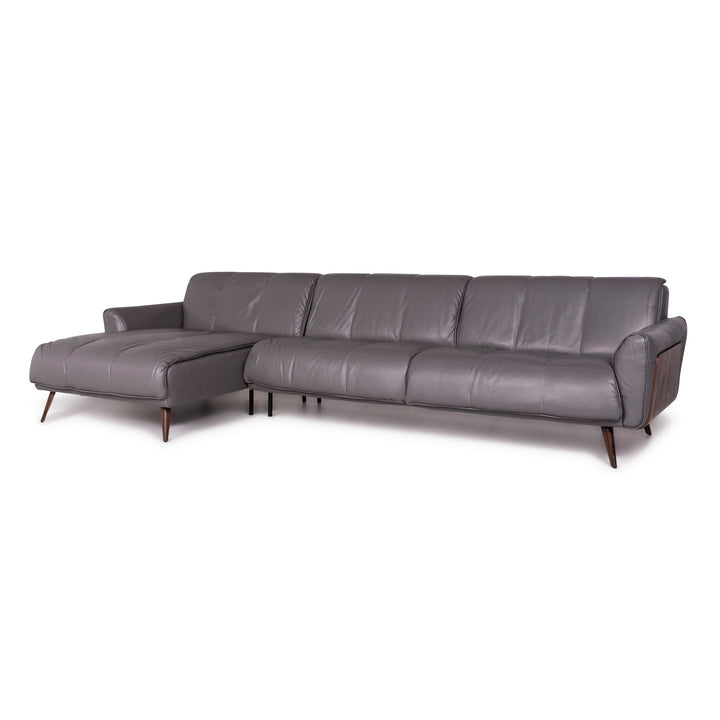 Natuzzi Editions Talento Canapé d'angle design en cuir Gris Canapé #9220