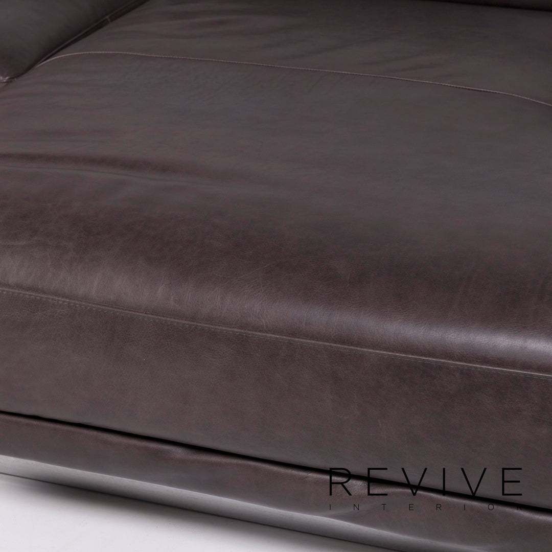 Natuzzi Leder Eckofa Anthrazit Grau Braun Sofa Funktion Couch #12017