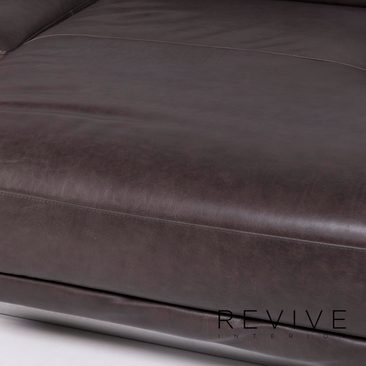 Natuzzi Leder Eckofa Anthrazit Grau Braun Sofa Funktion Couch #12017