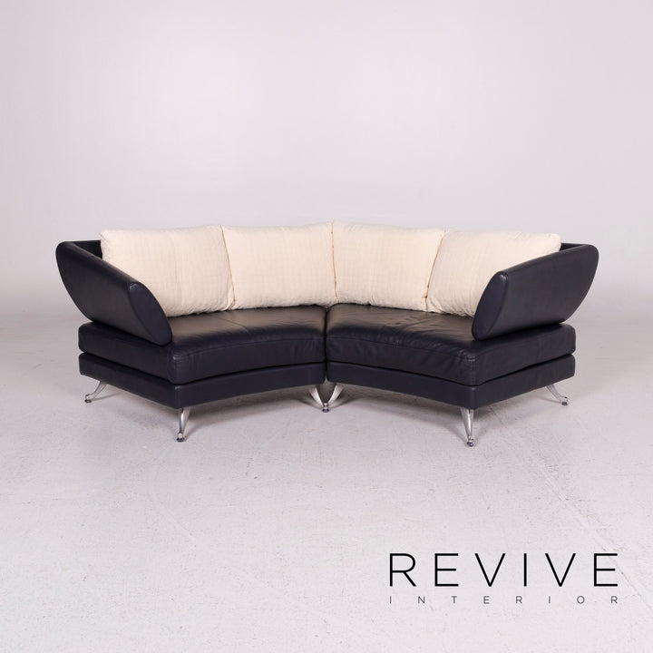 Rolf Benz Leder Ecksofa Blau Dunkelblau Sofa Couch #11915