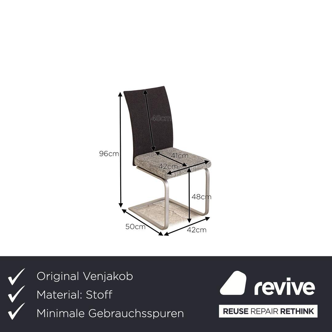 Lot de 6 chaises en tissu Venjakob chaises cantilever grises revêtement neuf