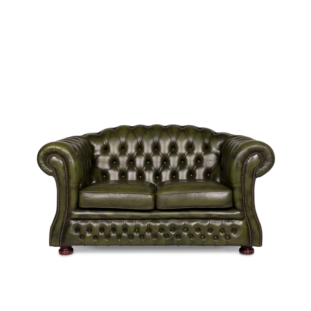 Chesterfield Leder Sofa Grün Zweisitzer Retro Couch #9621